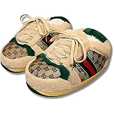 JOURNEASE High Top Sneaker Slippers – Ultra Comfy & Cozy Plush House Slippers for Men & Women | Soft, Warm, Fluffy Indoor Shoes | Unisex One-Size Fuzz (Brown)