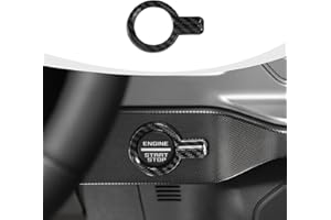 RAZPOY for Bronco Push Start Button Cover, Engine Start Stop Button Trim Compatible with 2021-2023 Ford Bronco Interior Accessories, Carbon Fiber