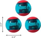 KONG Squeezz Action Ball Red Multi Textured Squeaker Medium Dog Toy view 3