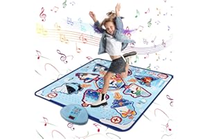 FAMKCY Dance Mat,Dance Mixer Rhythm Step Play Mat,Dance Game Toy Gift for Kids Girls Boys - Dance Pad with LED Lights, Adjustable Volume, Built-in Music, 3 Challenge Levels (3-12 Years Old)