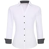 Alex Vando Womens Button Down Shirt Wrinkle Free Casual Long Sleeve Work Blouse Tops