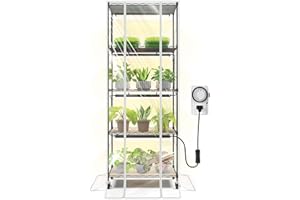 Barrina CX91Z Indoor Greenhouse with Grow Light, 5-Tier Plant Stand with Cover and 1.6FT 25W(Per Light) Full Spectrum Plant L