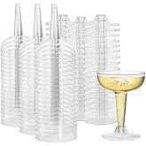 Hacaroa 75 Pack Plastic Champagne Coupe, 4 Oz Champagne Glasses Cocktail Glasses, Disposable Party Stem Cups Dessert Cups for