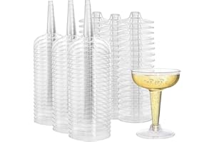 Hacaroa 75 Pack Plastic Champagne Coupe, 4 Oz Champagne Glasses Cocktail Glasses, Disposable Party Stem Cups Dessert Cups for