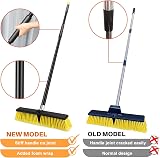 Ylebs Garden Broom Outdoor Heavy Duty 63in Telescopic Handle 18in Head view 3