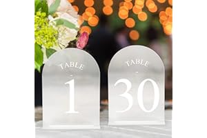 JOYIT Frosted Arch Wedding Table Numbers 1-30 with Stands - 5" X 7" Acrylic Sign Table Number Holders, Perfect for Wedding Receptions, Parties, Anniversaries, and Events