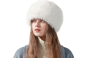 KAZZHA Russian Hats for Women Ladies Ushanka Fluffy Fur Hat Winter Fuzzy Ski Snow Hat Cossack Furry Cap Warm Bucket Hat