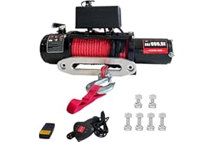 SUNVASAGOO 13800Lbs Electric Vehicle Winch, IP67 Waterproof 80Ft Steel Cable Truck Winch with Wireless Handheld Remote, 12v Power Winch for Towing UTV Off Road Vehicle (Enhanced Durability & Versatile Control)