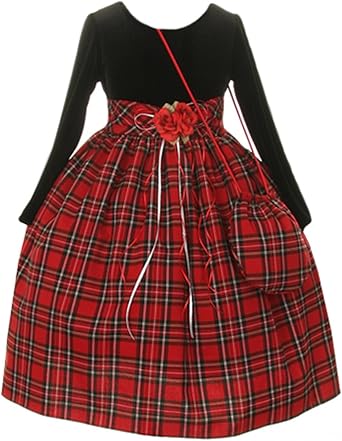 girls red plaid dress