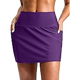 Soothfeel Women's 14" Swim Skirt with Pockets High Waisted Tummy Control Bathing Suit Swimsuit Skirt Modest Tankini Bottoms