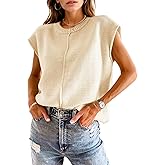 Sheocivy Womens 2026 Spring Trendy Cap Sleeve Tops Casual Crewneck Sweater Vest Tank Tops Cute Knit Shirts Summer Outfits