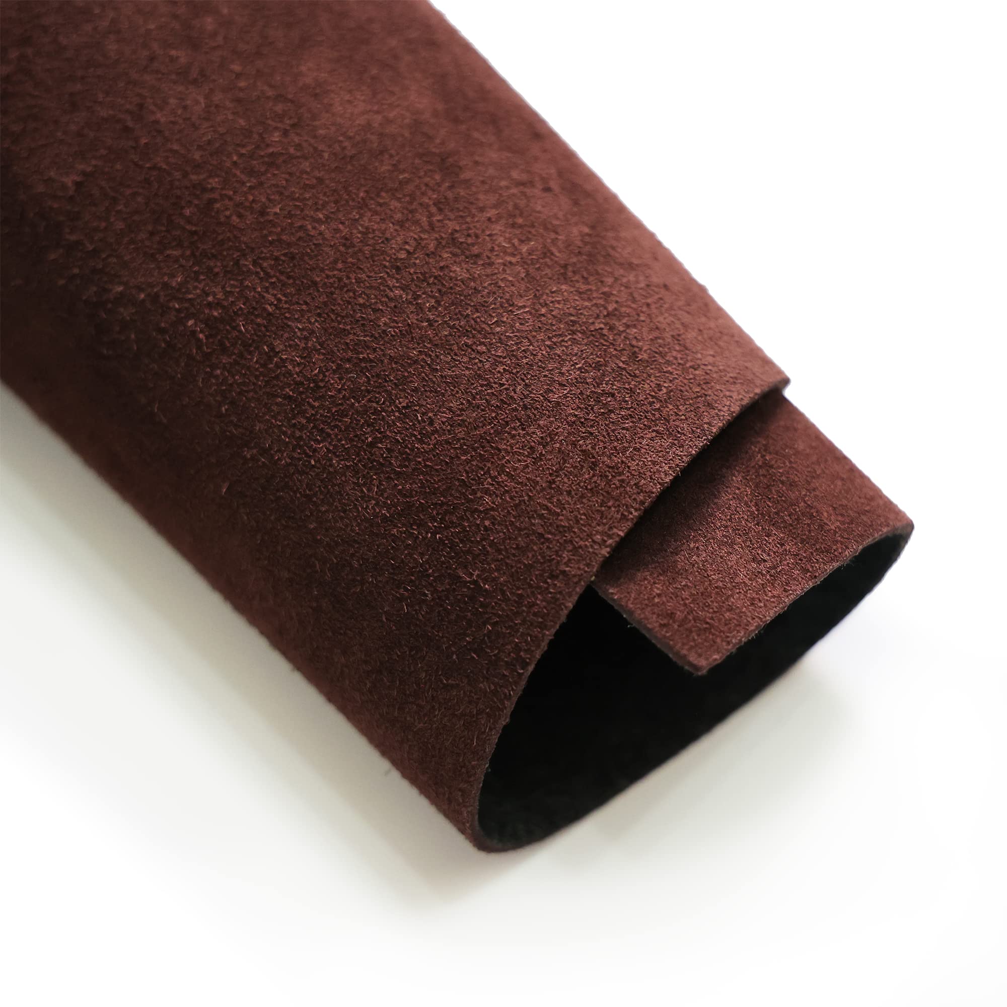 Soletec Suede Leather Square, Leather Sheet, Pre-Cut Pieces for Crafting, Tooling, Sewing, Coffee Dark Brown, 1.88mm, 14"x14"
