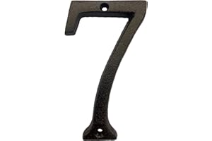 BetLight 5.5 Inch High Cast Iron House Number, Solid Home Address Numbers, Elegant Black Brown Finished, Easy Install With Matching Screws, Number 7