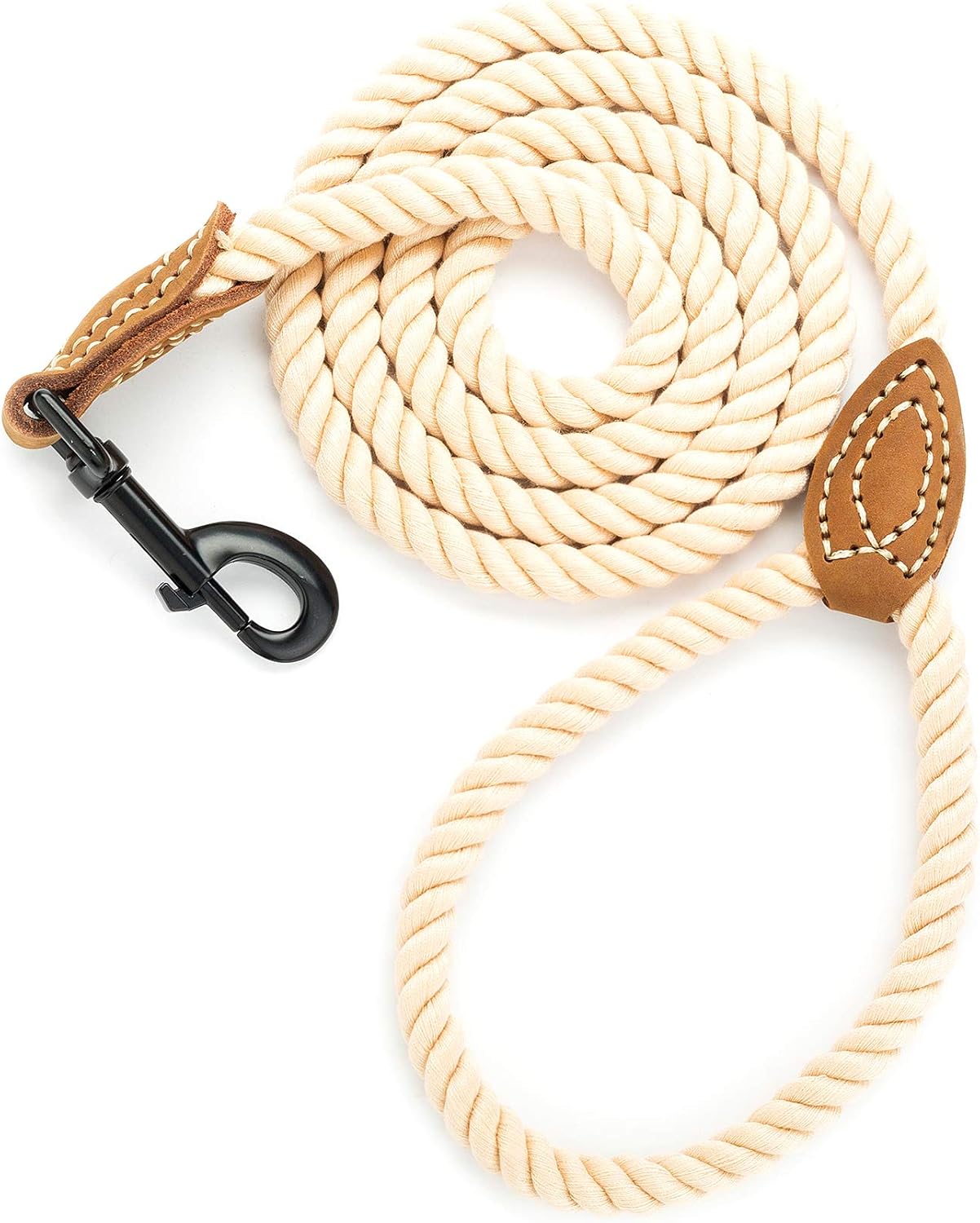 Mile High Life Dog Leash, Cotton Handle-Light Brown, 48 Inch-1/2"