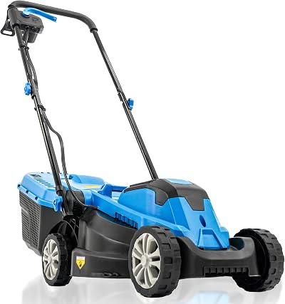 Hyundai 1300W Electric Lawn Mower 33cm Foldable Handle 30L Grass Box