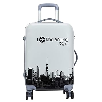 Tramp & Badger 360 Rotating Wheels; I The World My Style Printed Pattern Polycarbonate 20 inch\ Multicolour Non-Breakable Trolley Bag (Cabin Size)