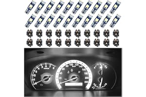 TSUGAMI 20 Pcs T5 LED Lights for Car Dashboard, High Light Bulb 3030-3SMD Replacement with Twist Lock Socket, Super Bright Li