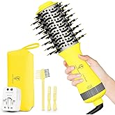 Auto Dual Voltage Hair Dryer Brush with European Travel Plug, Compact 2 Inch Oval Barrel One Step Hair Dryer & Styler Volumizer, Europe Travel Essentials for Women