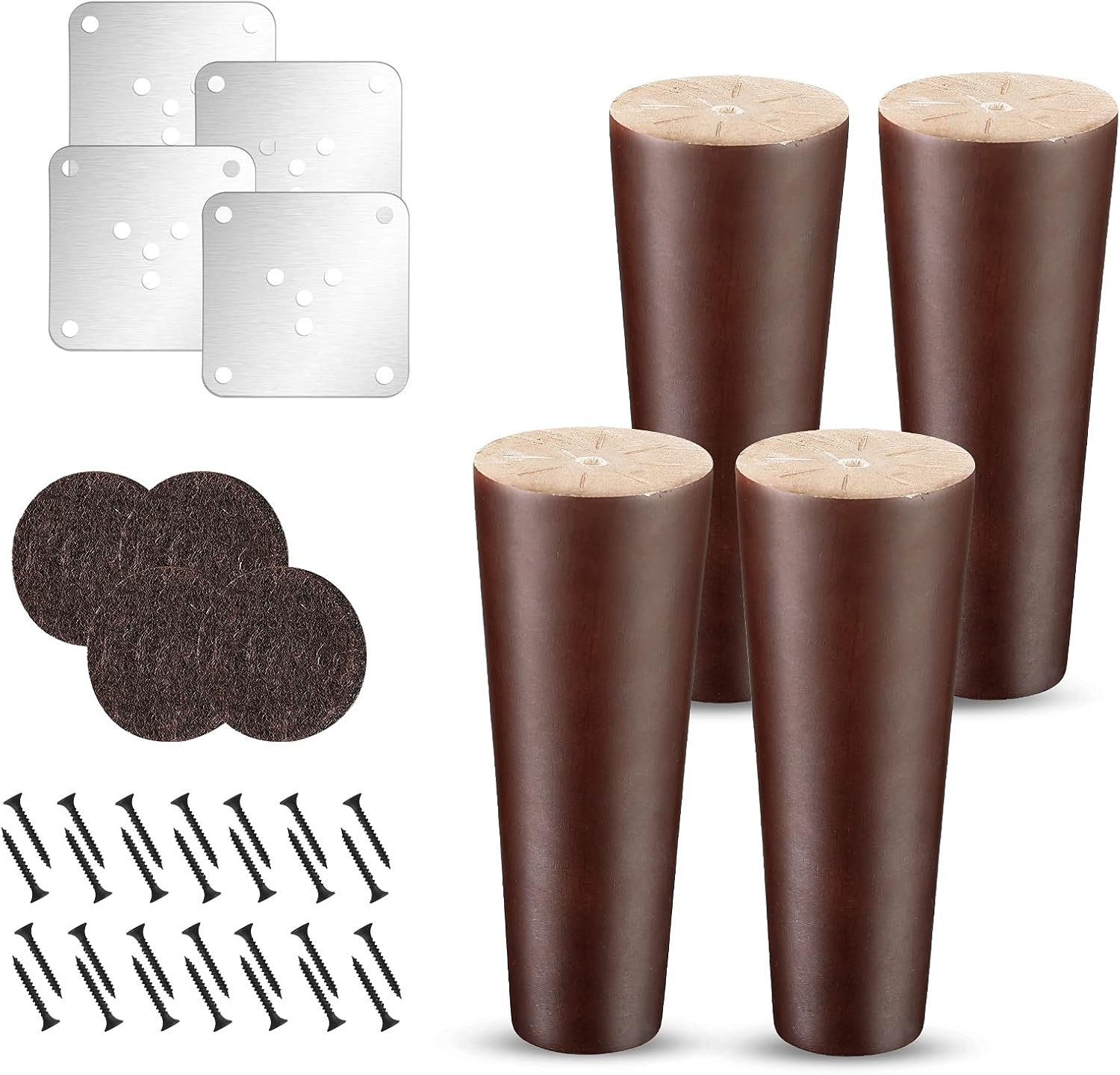 eagraworld Wooden Couch Legs,6 inch Wood Legs for Furniture Set of 4,Improve Wiggle,Premium Wood Replacement Sofa Legs for Couch,Ottoman,Dresser and More