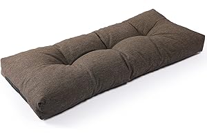 SUNROX LokGrip Non slip Tufted Memory Foam Bench Cushion, FadeShield Water Resistant Durable Thicken Outdoor/Indoor Bench Seat Pads 42x16x4 inch, Heather Chestnut