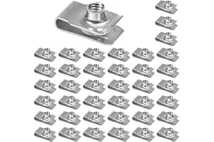 YUEARN 1/4"-20 U-Style Clip-On Nut, Stainless Steel Regular Extruded U-Nut, U-Type Fasteners, Pack of 40