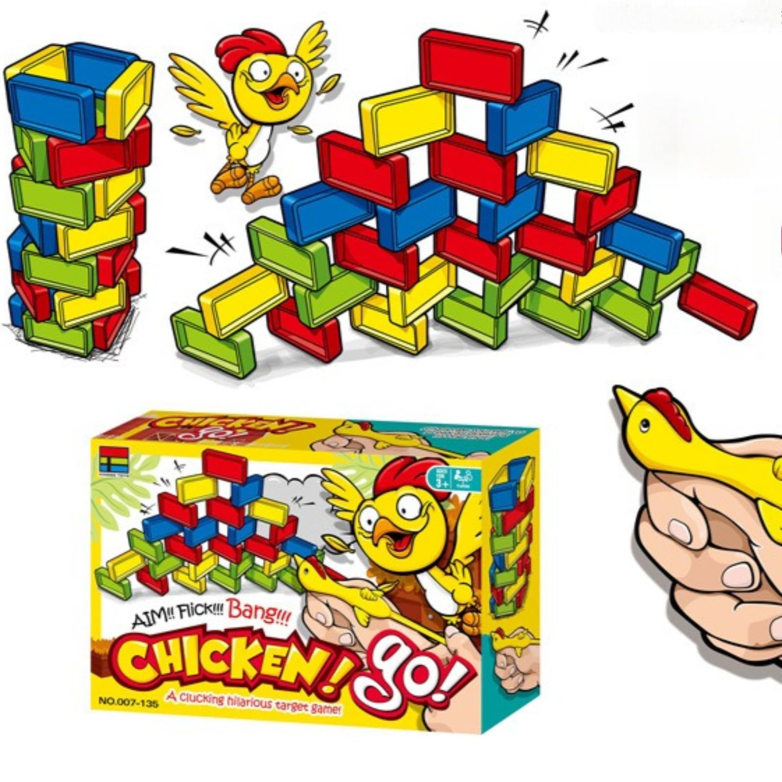 ASQzhuLIWing Chicke gam set, fast stacking game, classic cup gam, angry chicken game parent-child interactive toy, comes with 2 chickens and 12 cups suitable for family games for parties or travel