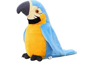 HOLIBERTY Talking Macaw Parrot Repeat What You Say Stuffed Animal Plush Toy Electronic Record Animated Bird Shake Wings Speaking Parrot Pet Plush Interactive Toys for Kids Boys Girls Christmas Birthday Gift
