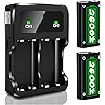 Ponkor Rechargeable Battery Packs for Xbox Series X|S/Xbox One, 2x2600mAh Batteries with High-Speed Charging Station for Xbox