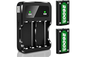 Ponkor Rechargeable Battery Packs for Xbox Series X|S/Xbox One, 2x2600mAh Batteries with High-Speed Charging Station for Xbox