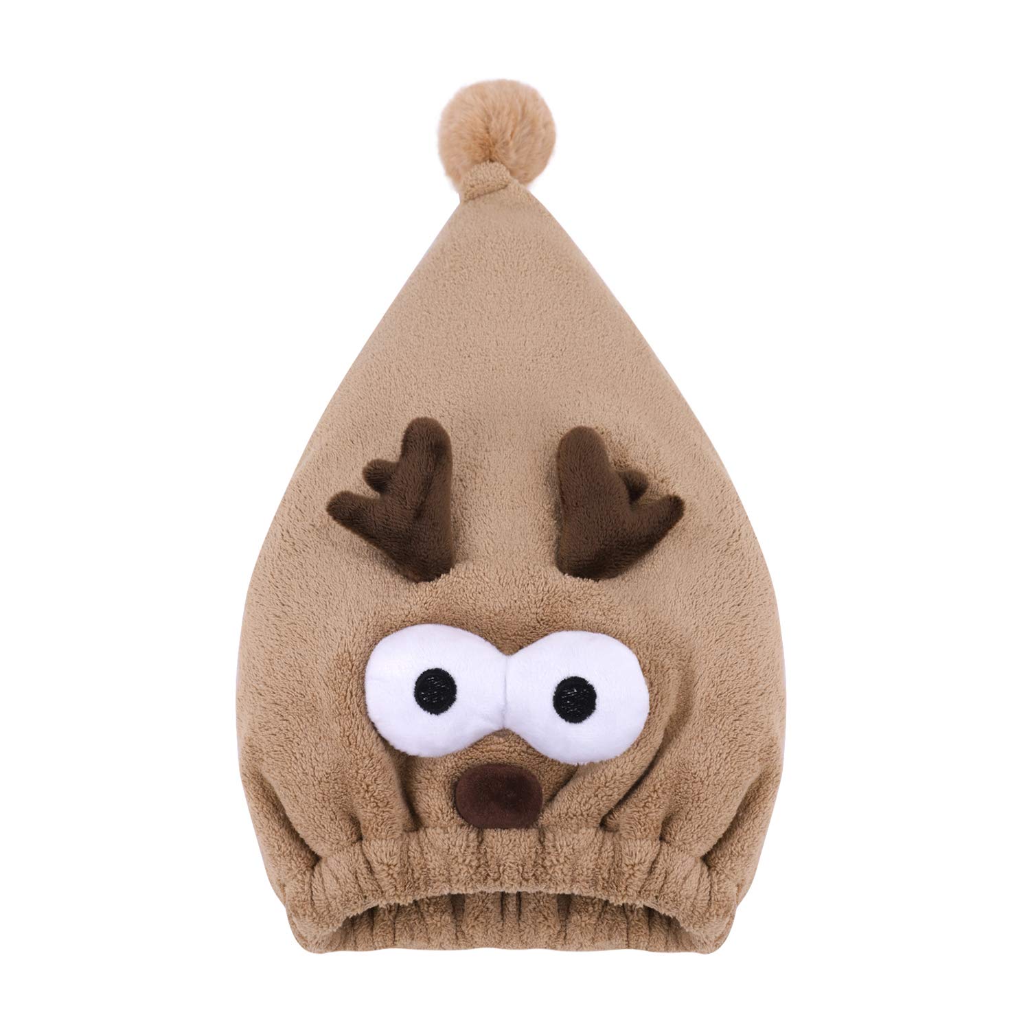 Coffee Deer Women's Super Absorbent Velvet Coral Wet Hair Dry Turban Wrap Towel Hat for Bathing Shower Spa