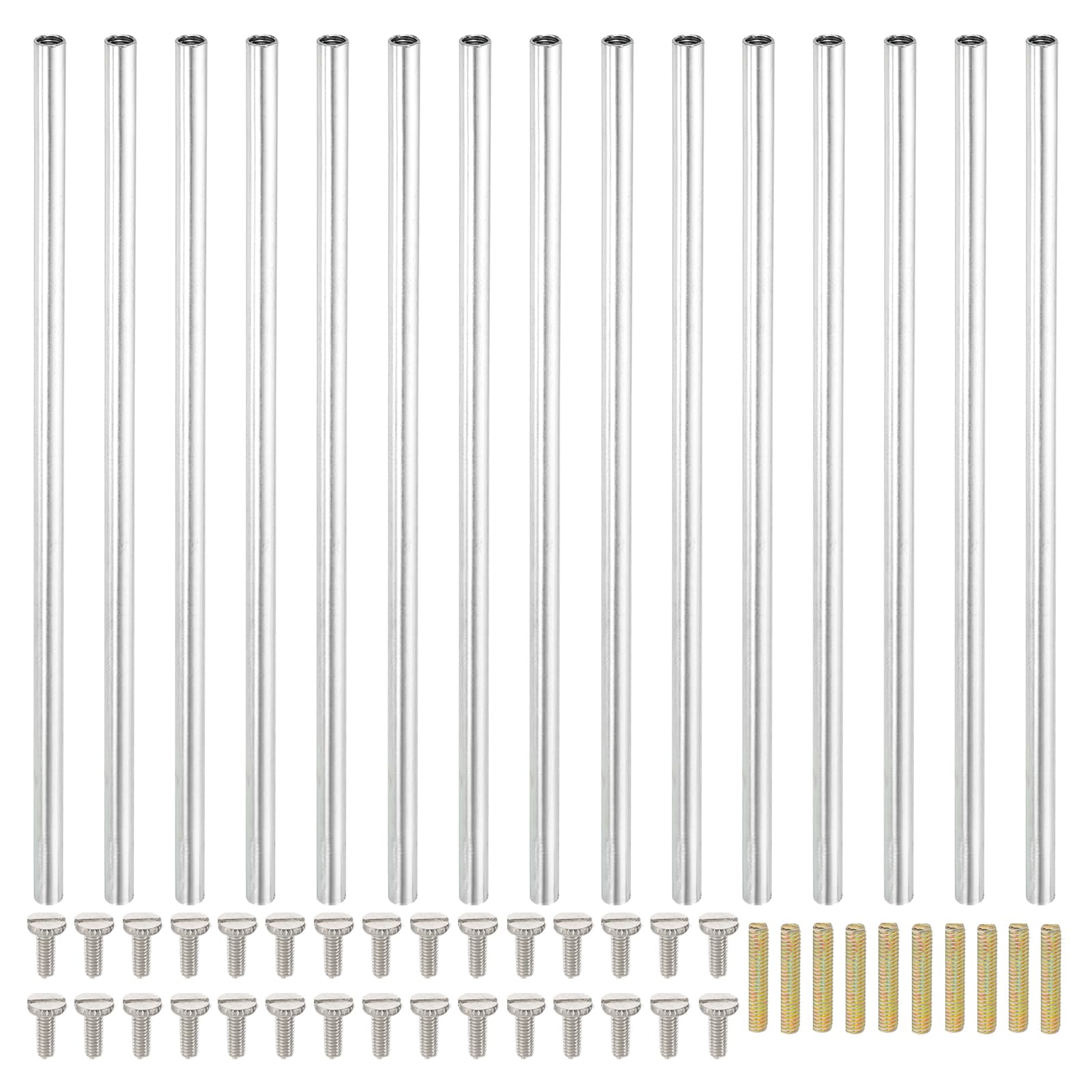 PATIKIL 150mm (5.9") Round Coupling Nuts Kit, M4 Threaded Connector Bar Hardware with Fully Thread Rod Slotted Screw for Lamp Model Furniture DIY Repair Part