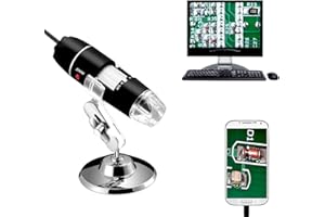 Jiusion 40 to 1000x Magnification Endoscope, 8 LED USB 2.0 Digital Microscope, Mini Camera with OTG Adapter and Metal Stand, Compatible with Mac Windows 7 8 10 11 Android Linux