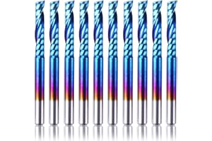 SainSmart Genmitsu 10Pcs Nano Blue Coat Flat Nose End Mill CNC Router Bits, 1/8" Shank Spiral Upcut Single 1 Flute End Mill S