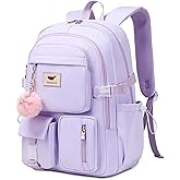 Laptop Backpack 15.6 Inch Kids Elementary Middle High School Bag College Backpacks Anti Theft Travel Back Pack Large Bookbags for Teens Girls Women Students (Purple)