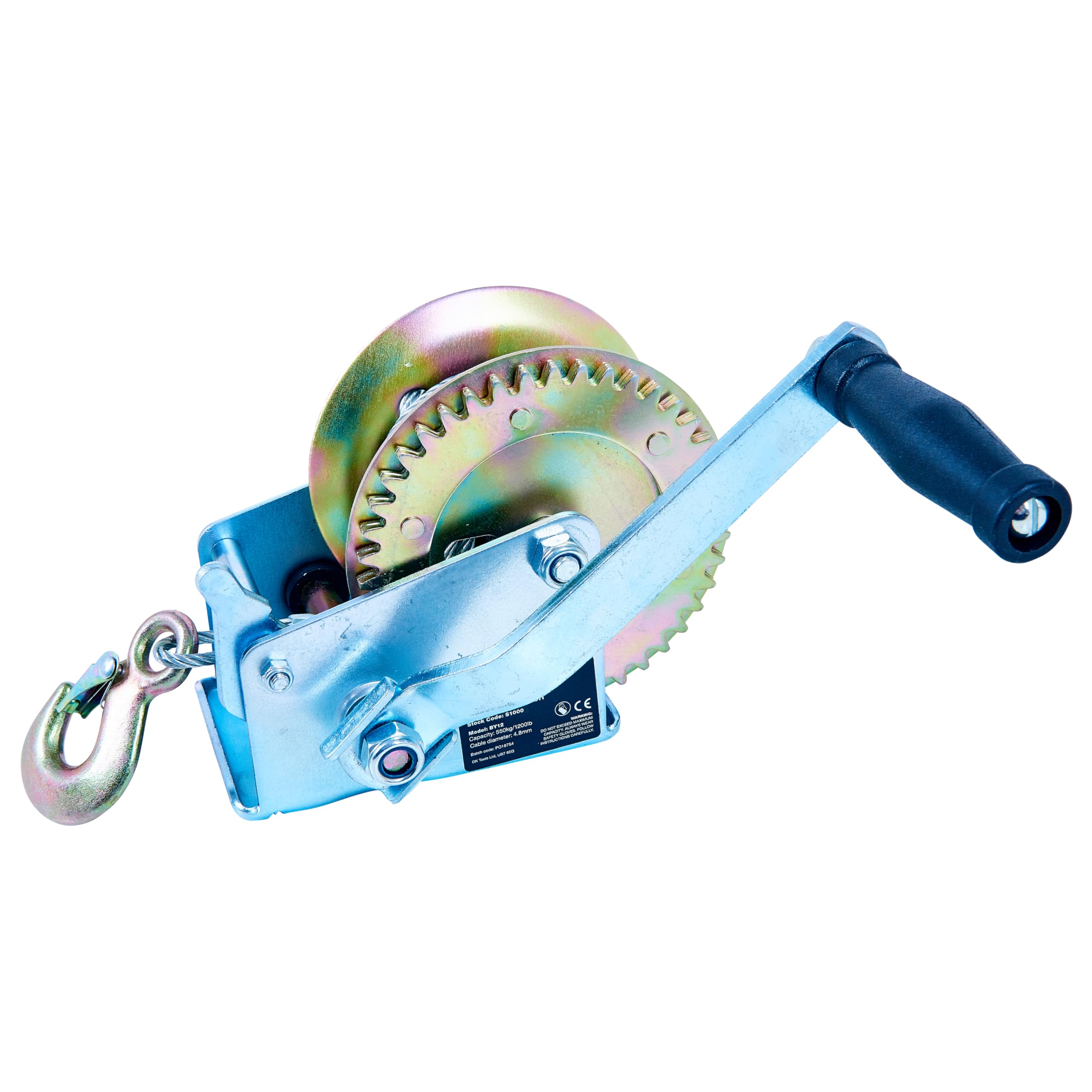 Amtech - Hand Winch, Heavy Duty Boat and Trailer Winch Pulley with 5 Mounting Slots for Easy Installation, Smooth Ratchet-Action and a Sure-Grip, Reliable Locking Mechanism, Maximum 550kg Capacity