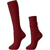 Shihanee 1 Pair Women's Knee High Socks Soft Warm Ribbed Knit Boot Slouch Socks Winter Holiday Warmer Gifts for Women Girls