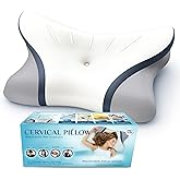 OMEO Cervical Neck Pillow for Pain Relief - Cooling Side Sleeper Pillow for Sleeping, Contour Orthopedic Bed Pillow for Back Stomach Sleepers, Ergonomic Memory Foam Pillows for Neck Support