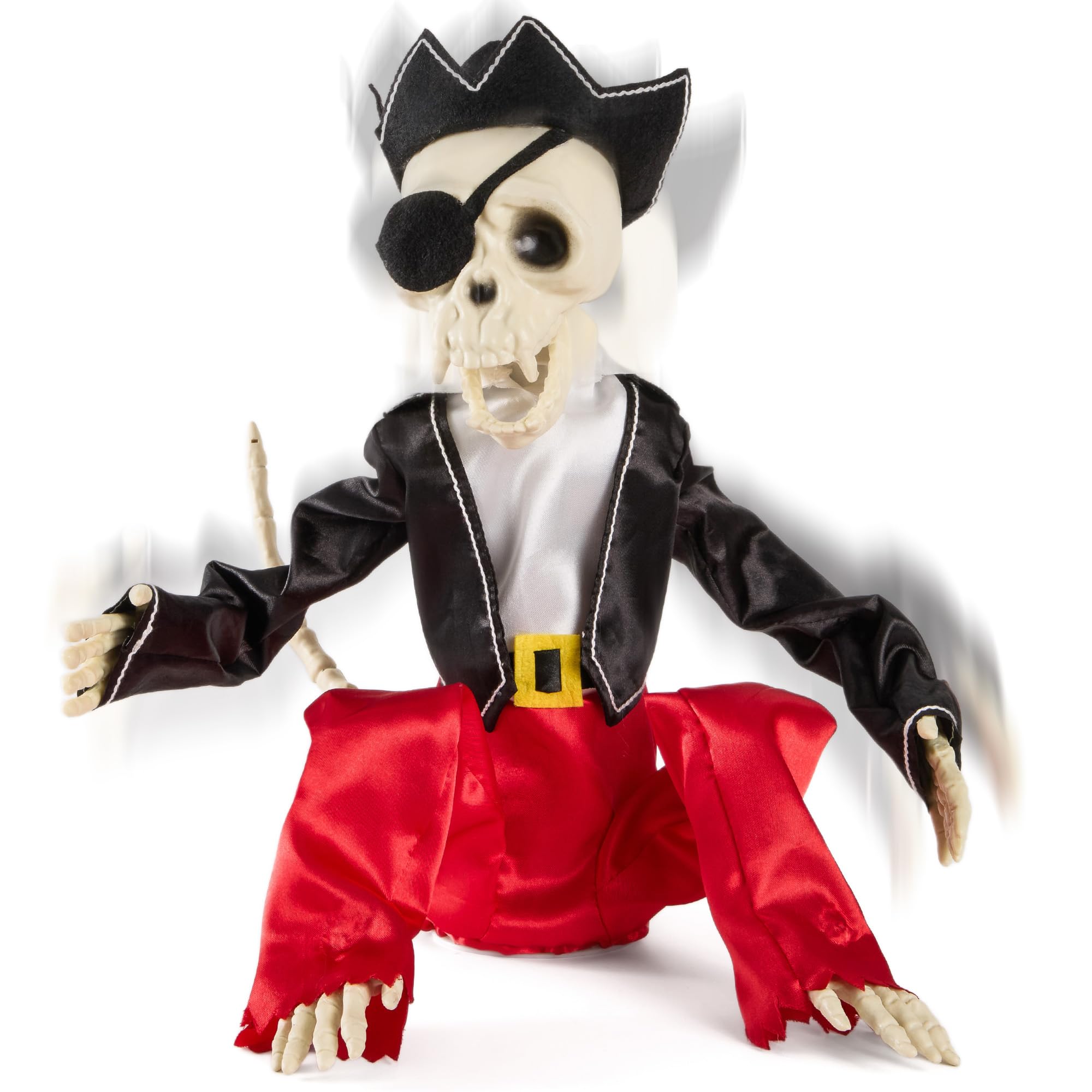 Photo 1 of Halloween Animatronics 12" Skeleton Monkey, Realistic Skull Animal Bone Decor with Sound Activation, Creepy Sound, Scary Move, Light Up Eyes, Haunted Spooky Horror Prop for Indoor, Outdoor (Pirate)
