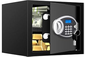 VIDXCVIT 1.2 Cuft Safe Box Fireproof Waterproof for Home, Fire proof Safes with Digital Keypad, Spare Keys and Removable Shelf, Security Fire Safe for Money Firearms Medicine Valuables