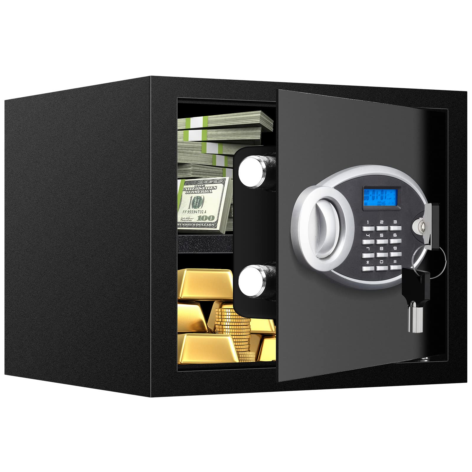 Photo 1 of 1.2 Cuft Safe Box Fireproof Waterproof for Home, Fire proof Safes with Digital Keypad, Spare Keys and Removable Shelf, Security Fire Safe for Money Firearms Medicine Valuables