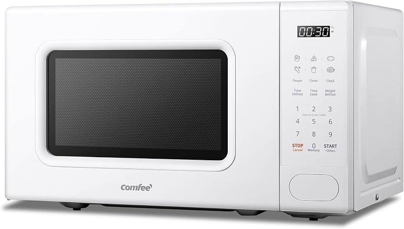 COMFEE' 700W 20L Digital Microwave Oven 6 Presets Express Cook White