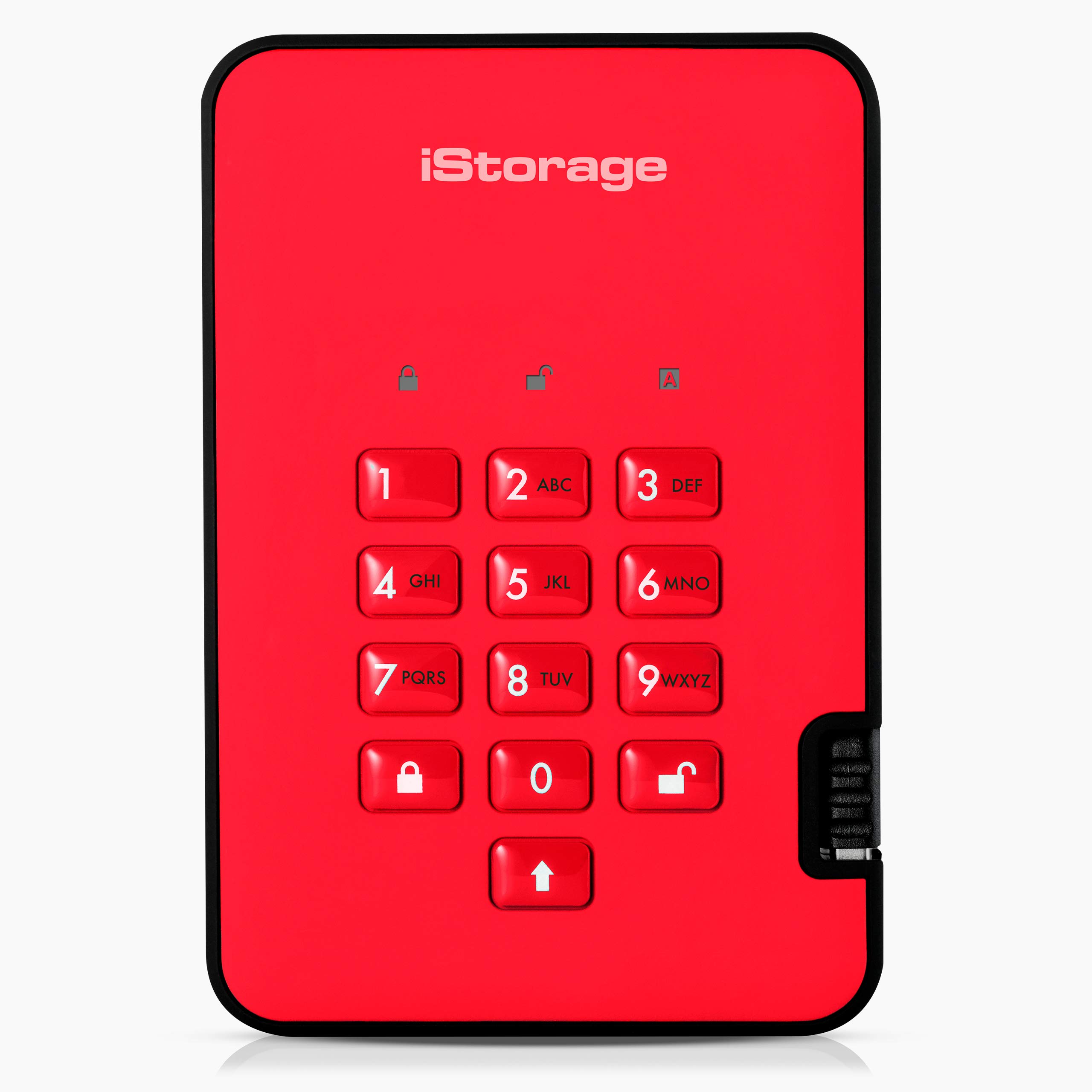iStorage diskAshur2 HDD 4TB Red - Secure portable hard drive - Password protected - Dust & water resistant - Hardware Encryption