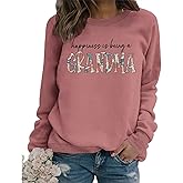 GINESBE Grandma Sweatshirt Women Happiness is Being a Grandma Graphic Crewneck Sweat Shirts Vintage Nana Fall Pullover Tops
