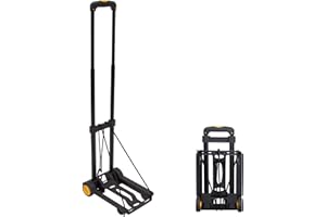 Mount-It! Folding Luggage Cart and Dolly | 77 Lb Capacity | Portable Lightweight Luggage Trolley Cart with Telescoping Handle