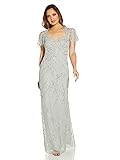 Adrianna Papell Women's Beaded Long Dress, Frosted