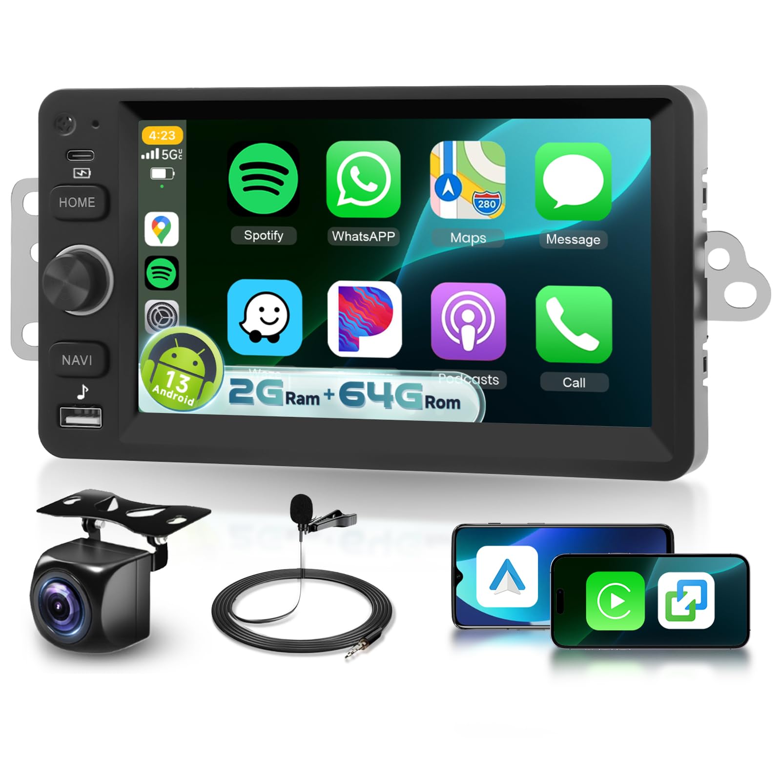 Photo 1 of 2G+64G Car Radio for Chevy Chevrolet Silverado SSR Tahoe 2003-2006,GMC Siera Yukon 2003-2006,Hummer H2 2003-2007,7" Bluetooth Car Stereo Android Head Unit with DSP Carplay Android Auto FM Camera