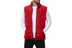 Polu Men's Puffer Vest Water-Resistant Sleeveless Jacket Stand Collar Zipper Winter Warm Outerwear