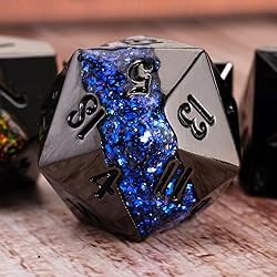 Maywin D&D Dice Set Metal,Large Striped Glitter