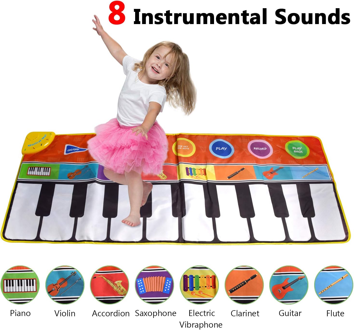 LETEASE Piano Musical Mats, 58.2"Musical Keyboard Playmat with 8