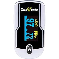 Zacurate 500E Premium Fingertip Pulse Oximeter Oximetry Blood Oxygen Saturation Monitor with Silicon Cover, Batteries…